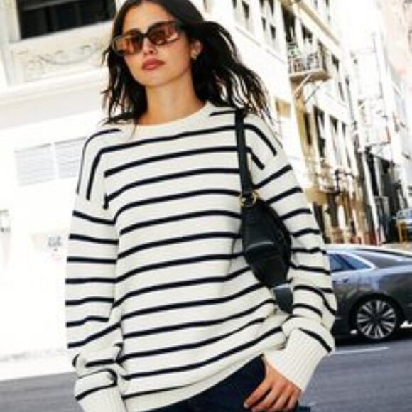 Kendall & Kylie Sweaters - Striped Kendall & Kylie Evvie Oversized Sweater